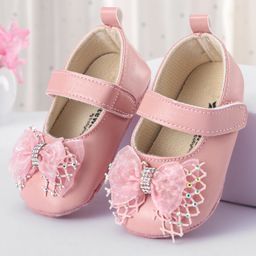 Cute Walk by Babyhug Velcro Closure Booties With Bow Applique - Pink-image-91
