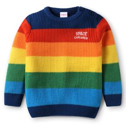 Babyhug Knitted Full Sleeves Pullovers Striped Sweater - Multicolor-picture-8