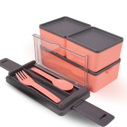Paper Moon Bento Lunch Box 3 Container Tiffin Set with Spoon and Fork 1400ml Portable Lunch Containers for Kids 1pc - Color May Vary-picture-12