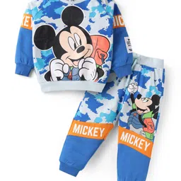 Babyhug Disney Terry Knit Full Sleeves T-Shirt & Lounge Pant Set With Mickey Mouse Graphics - Blue-picture-21