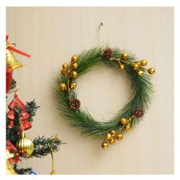 eCraftIndia Green Christmas Wreath with Gold Balls and Flowers Decorative Ornaments-image-3