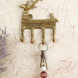 Bamboo Tree Jewels- Deer Design Keys Wall Hook Gold & Black-10
