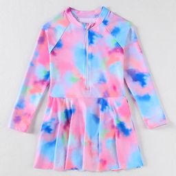 Pine Kids Full Sleeves Frock Style Swimsuit Tie& Dye Print - Multicolor-image-44