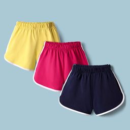 CrayonFlakes Cotton Pack Of 3 Side Taped Sports Shorts - Yellow Pink & Navy Blue-picture-10