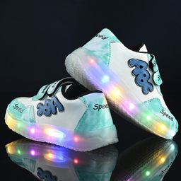 Fresh1947Feet Mesh Detailed & Tie Dye With Velcro Closure LED Shoes - Sea Green-image-18