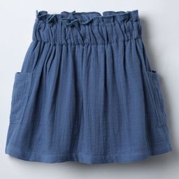 Simply Premium Linen Woven Knee Length Solid Skirt - Blue-image-43