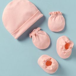 Ben Benny Interlock Knit Solid Color Cap Mittens And Booties Set Pink - Diameter 10.5 cm-image-81
