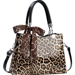 SYGA Women Leopard Print Large Capacity Handbag | Shoulder Bag with Zipper Closure (Khaki)-picture-39