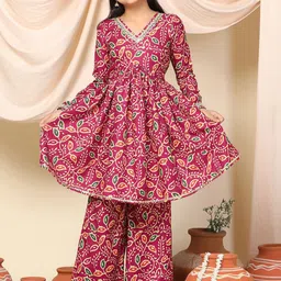 BAESD Girls Ethnic Motifs Printed Regular Kurta with Trousers-picture-4