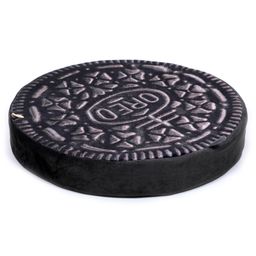 Keshav Creation Oreo  Biscuits Round Cushion - Black image 3