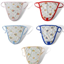 Little Boo Cloth Nappy Reusable washable Diapers String Tie Up Newborn Teddy Print - Set Of10 image 4