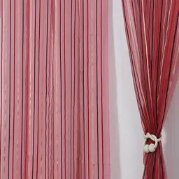 Aura Maroon Set of 2 Striped Sheer Long Door Curtain-12