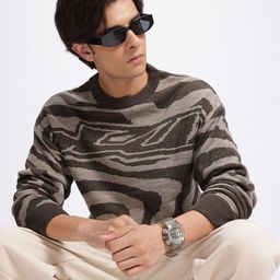 glitchez Abstract Art Drop-Shoulder Sleeve Pullover-image-60