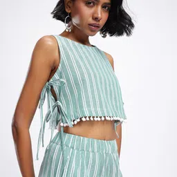 glitchez Striped Tassels Detail Co-Ords With Side Tie-Ups-picture-40