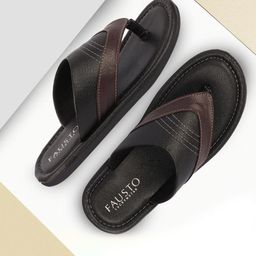 FAUSTO Men Black & Brown Thong Flip-Flops-picture-22