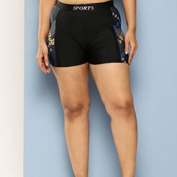 Aarika Women Plus Size Black Mid-Rise Swim Shorts-image-78
