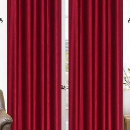 215 cm (7 ft) Polyester Semi Transparent Door Curtain (Pack Of 2) (Plain, Maroon)-image-81