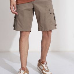 HIGHLANDER Men Mid-Rise Regular Fit Knee Length Cargo Shorts-image-96