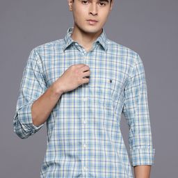 Louis Philippe Sport Super Slim Fit Checked Pure Cotton Casual Shirt-picture-10