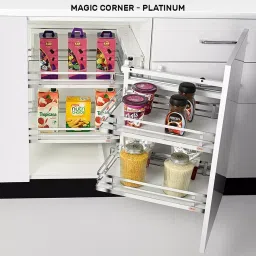 Olive Platinum 860x530x(530-750) mm Right Side Opening Stainless Steel 1 Strip Soft Stop Magic Corner-image-7