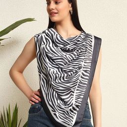 HANDICRAFT PALACE Women Zebra Printed Silk Scarf-44