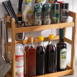 HOKIPO Brown Bamboo 2-Layer Storage Rack for Kitchen-53