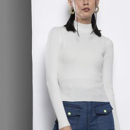 SASSAFRAS Women White Ribbed Acrylic Pullover-image-22