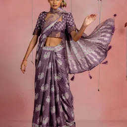 KALINI Ethnic Motifs Zari Saree With Blouse PIece-image-54