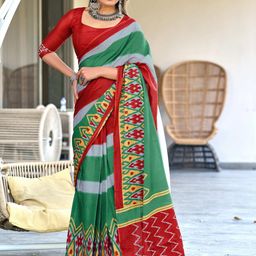 PEENGAX Striped Mulmul Cotton Saree-11