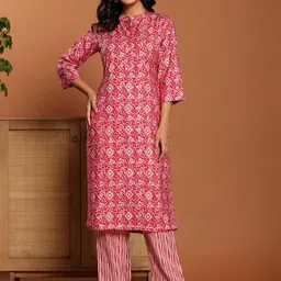 Rouhab Women Ethnic Motifs Printed Regular Kurta with Trousers-picture-13