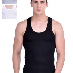 Dollar Bigboss Men Solid Pack of 3 Cotton Vests MDVE-04-PO3-M-57