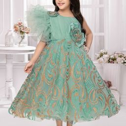 Tiny Kingdom Girls Printed Net Maxi Dress-image-5
