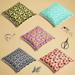 ArtzFolio Multicoloured Set of 5 Square Cushion Covers image 3