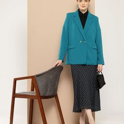 INVICTUS Notched Lapel Textured Longline Blazer image 3