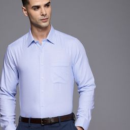 Louis Philippe Pure Cotton Slim Fit Houndstooth Checks Opaque Formal Shirt-image-15