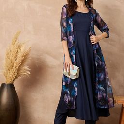 all about you Women Solid Kurta with Trousers & Jacket-picture-25