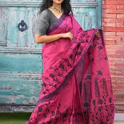 Craft Musium Floral Printed Pure Cotton Saree-image-29