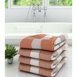 Athom Living 100% Premium Cotton Bath Towel Diamond Border Pack Of 4 - Red-image-41