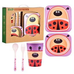 FunBlast Bamboo Fiber Feeding Set Bug Print Multicolour - 5 Pieces Set-28