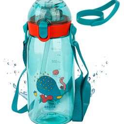 Fiddlerz Kids Water Bottle With Straw Spill Proof Straw Valve Green - 550 ml-image-37