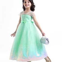 Babyhug Half Sleeves Gown with Sequin Detailing - Mint-image-41