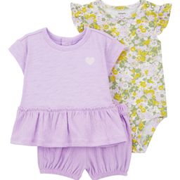 Carter's Baby 3-Piece Floral Crinkle Jersey Little Short Set - Purple-image-97