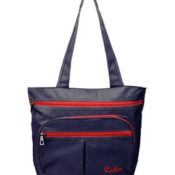 Kuber Industries Shopping Bag  Grocery Handbag  4 Compartment Shopping Bag  Grocery Bag for Shopping  Vegetable Bag  Shoulder Bag with Handle  Navy Blue-5