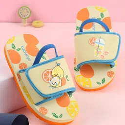 Babyoye Fruit Print Flip Flops with Back Strap - Yellow-picture-37