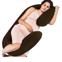 VoiDrop Full Body C Shape Maternity Pillow Pregnancy Pillow - Brown-image-64
