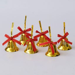 eCraftIndia Christmas Golden Jingle Bells with Red Ribbon - Christmas Tree and Wall Decoration Hanging Ornaments-27