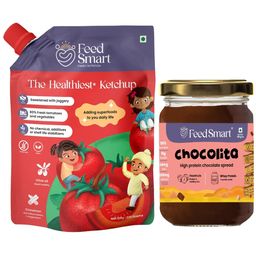 Feed Smart Can't Get Enough Combo Small | The Healthiest Ketchup with 80% Fresh Tomatoes & No Sugar And Healthy Chocolita Chocolate Spread with High Protein & No White Sugar | 225g & 125g-image-72