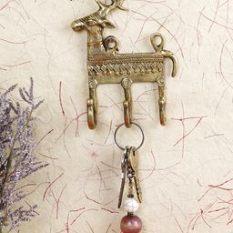 Bamboo Tree Jewels- Deer Design Keys Wall Hook Gold & Black-12