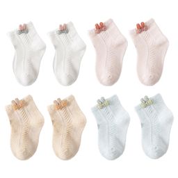 SYGA Set of 4 Cotton Solid Socks - White & Pink &Khaki & Green-6
