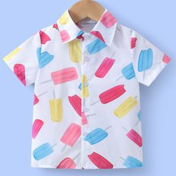 Mark & Mia Half Sleeves Shirt with Popsicle Print - White-image-81